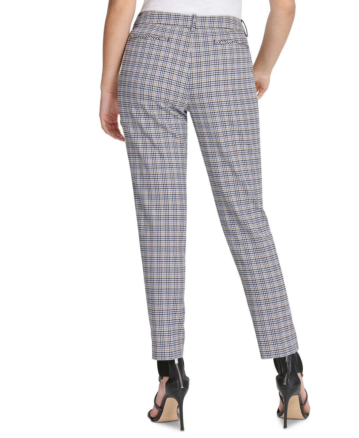 Calça DKNY Houndstooth Plaid Essex Ankle Pants Feminina Azul Tamanho 4