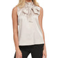 Blusa feminina DKNY com gola alta e laço, rosa, tamanho extragrande
