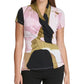 Blusa feminina DKNY com estampa de sobrepeliz e gola alta, rosa brilhante, tamanho pequeno