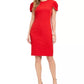 Vestido feminino Vince Camuto com pregas e manga curta em crepe, vermelho, tamanho 8