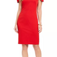 Vestido feminino Vince Camuto com pregas e manga curta em crepe, vermelho, tamanho 8