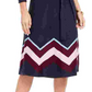 Vestido suéter feminino Vince Camuto Chevron azul marinho tamanho X-G