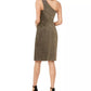 Vestido feminino Vince Camuto de um ombro só com glitter e malha dourada, tamanho 8