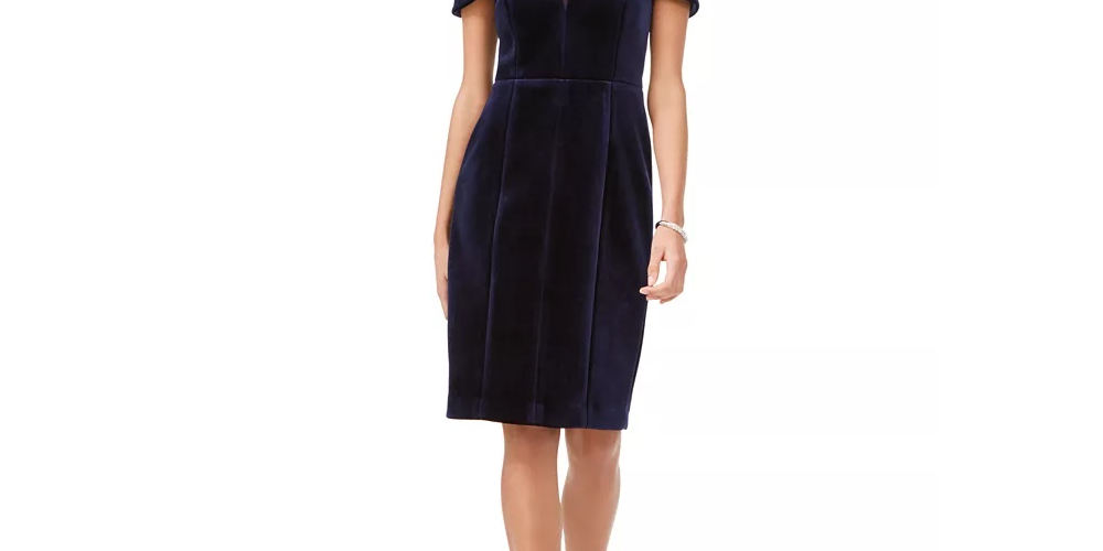 Vestido de veludo sem alças feminino Vince Camuto, azul-marinho, tamanho 10