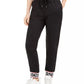 Calça jogger feminina GUESS com logo Nina e bainha preta, tamanho extra grande