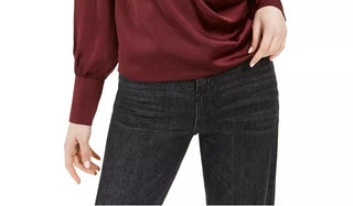 Band Of Gypsies Top feminino de manga comprida com decote em V, vermelho, tamanho grande