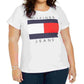 Camiseta Tommy Hilfiger Plus Size de Algodão com Logotipo, Branca, Tamanho 2X