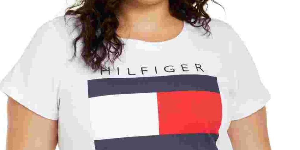 Camiseta Tommy Hilfiger Plus Size de Algodão com Logotipo, Branca, Tamanho 2X
