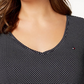 Camiseta feminina Tommy Hilfiger Plus de algodão com bolinhas e gola V, azul-marinho, tamanho 3X