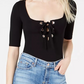 Body Sabrina com cadarço Guss Feminino Preto Tamanho Grande