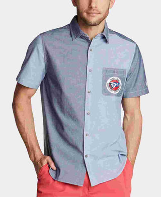 Camisa Masculina Nautica Sail Classic Fit Colorblocked Logo Azul Tamanho XX-G