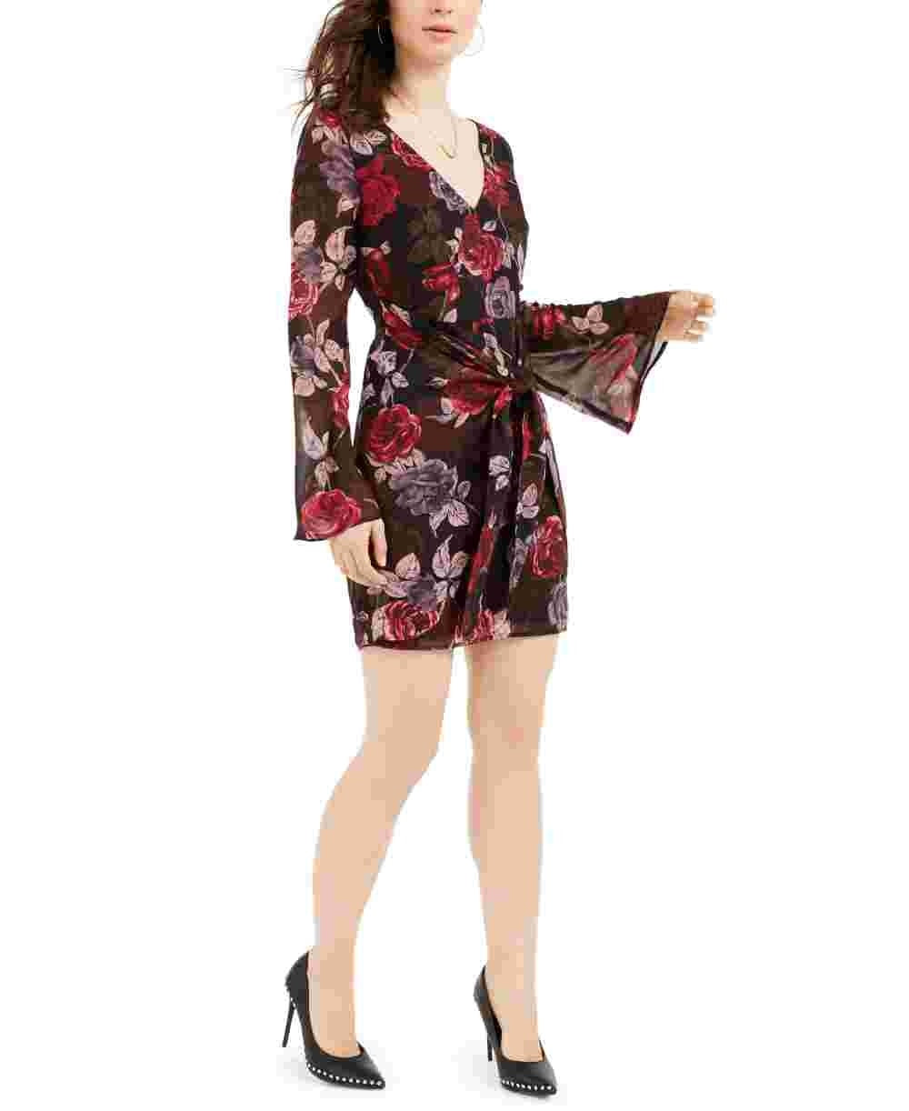 Vestido estampado floral Maiya da Guss para mulheres, cinza, tamanho pequeno