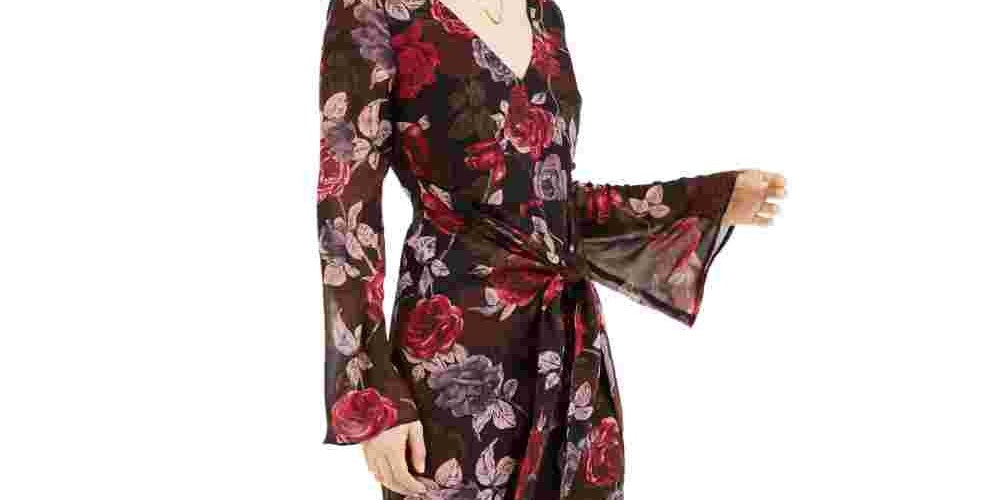 Vestido estampado floral Maiya da Guss para mulheres, cinza, tamanho pequeno