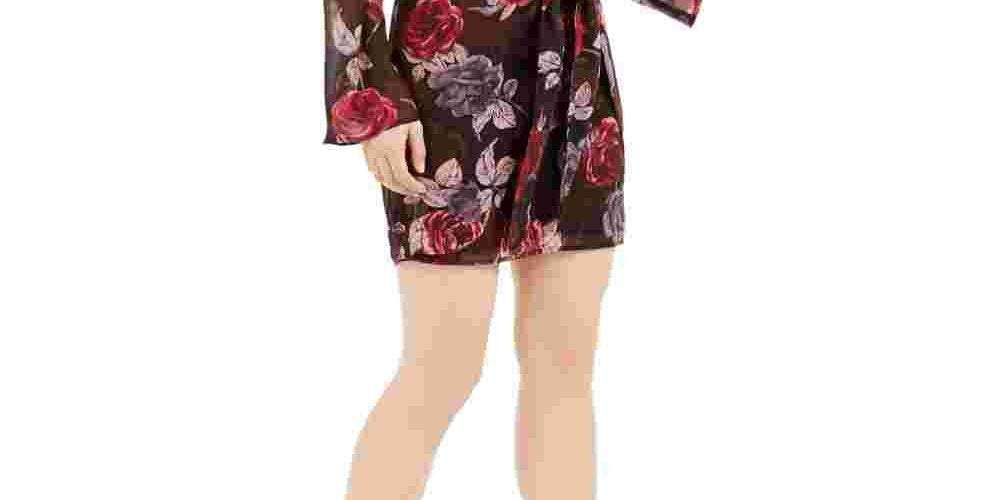 Vestido estampado floral Maiya da Guss para mulheres, cinza, tamanho pequeno