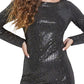 Vestido Beatriz Feminino Guss com Lantejoulas e Costas Descoberto, Preto, Tamanho X-Grande