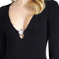 Body feminino Guss Cybill com decote em V, preto, tamanho médio