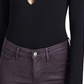 Body feminino Guss Cybill com decote em V, preto, tamanho médio