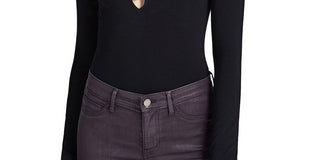 Guess Women's Cybill V Neck Bodysuit Black Size Medium