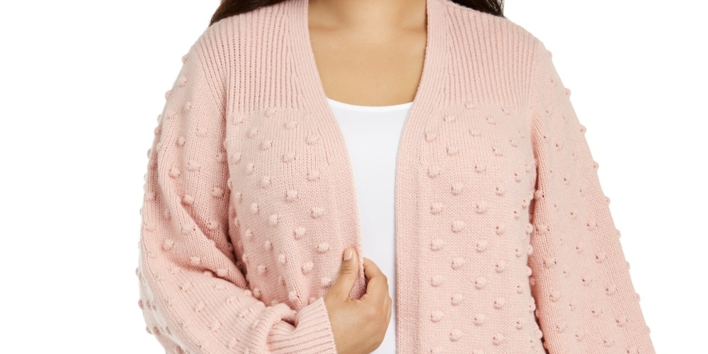 Cardigan Calvin Klein Plus Popcorn Feminino Rosa Tamanho 2X