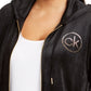 Calvin Klein Moletom com capuz feminino plus size com logo e contas em veludo, preto, tamanho 1X