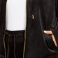 Calvin Klein Moletom com capuz feminino plus size com logo e contas em veludo, preto, tamanho 1X