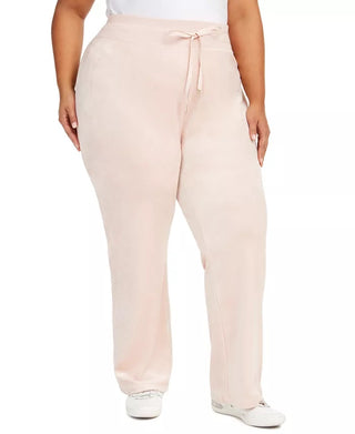 Calça feminina Calvin Klein Plus Size Velour Wide Leg Rosa Tamanho 3X