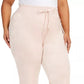 Calça feminina Calvin Klein Plus Size Velour Wide Leg Rosa Tamanho 3X