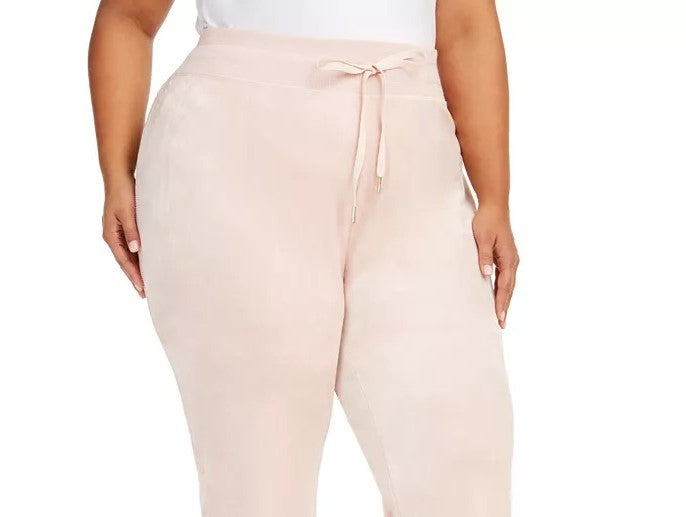 Calça feminina Calvin Klein Plus Size Velour Wide Leg Rosa Tamanho 3X