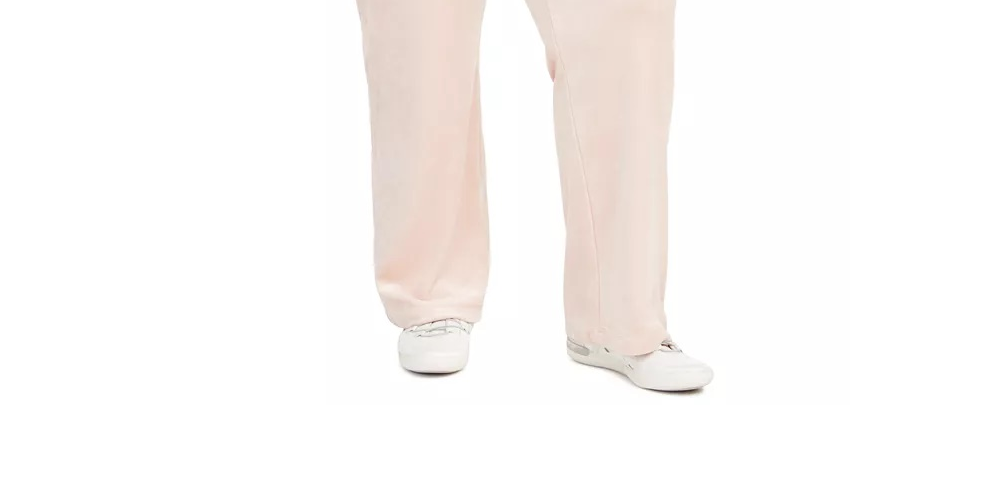 Calça feminina Calvin Klein Plus Size Velour Wide Leg Rosa Tamanho 3X