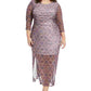 Vestido longo feminino plus size com estampa e fenda dupla, roxo, tamanho 1X, da NY Collection