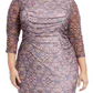 Vestido longo feminino plus size com estampa e fenda dupla, roxo, tamanho 1X, da NY Collection
