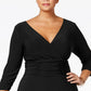 Vestido feminino plus size com babados evasê, preto, tamanho 2X, da NY Collection