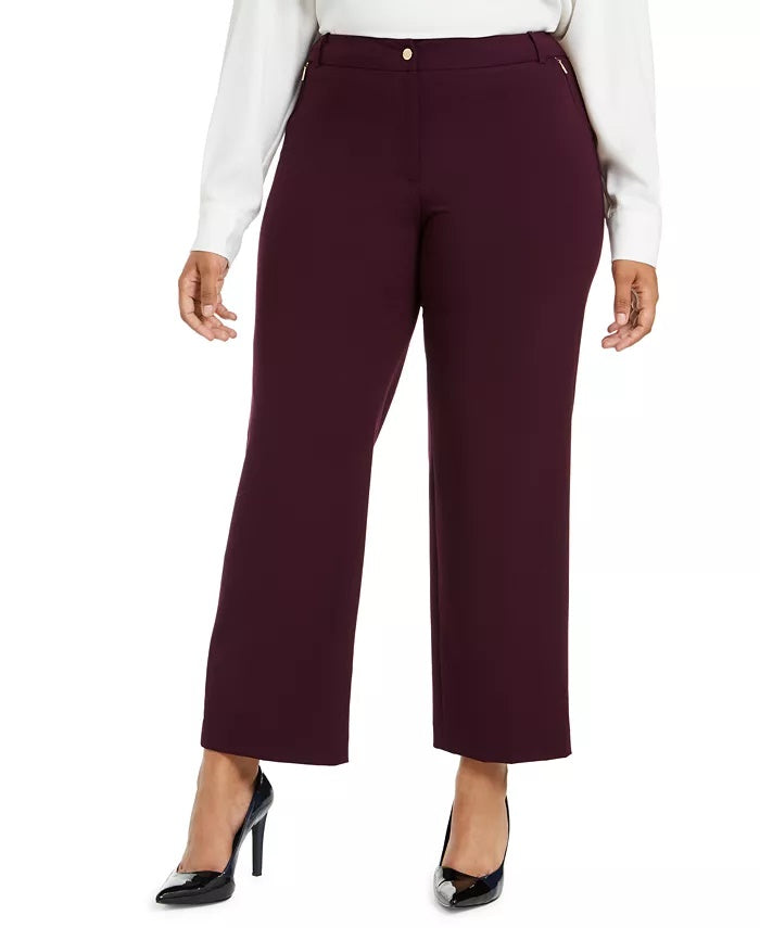 Calça Calvin Klein Plus Size Feminina com Bolso e Zíper no Tornozelo Roxa Tamanho 18W