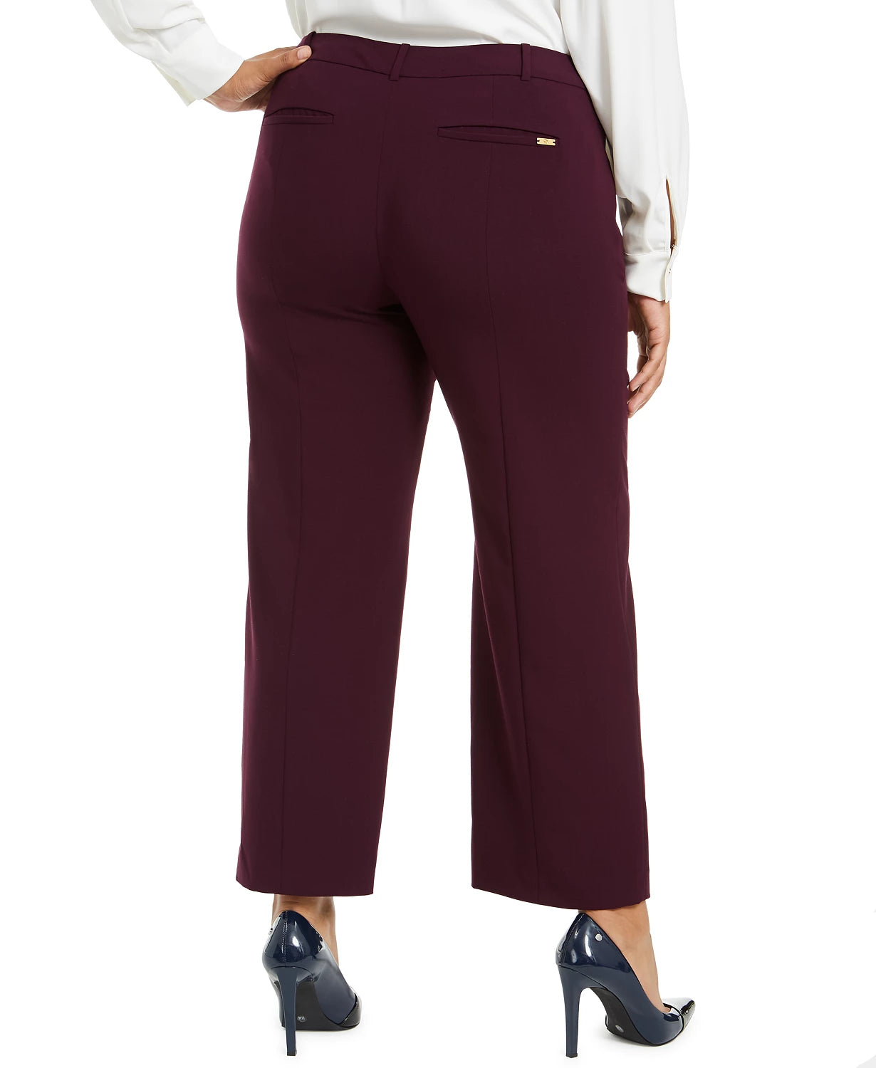 Calça Calvin Klein Plus Size Feminina com Bolso e Zíper no Tornozelo Roxa Tamanho 18W