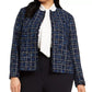 Terno feminino Calvin Klein xadrez azul desfiado para usar no trabalho, jaqueta azul, tamanho 18W