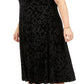 Vestido de veludo plus size feminino Tommy Hilfiger com manga curta, preto, tamanho 22W