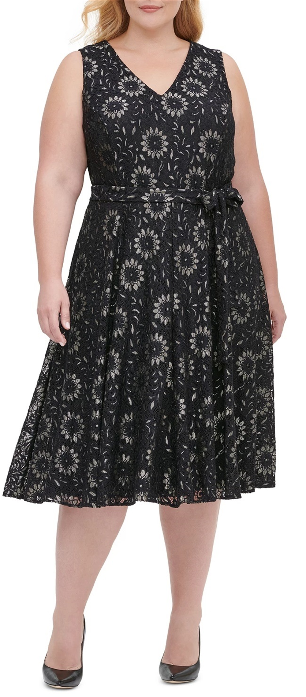 tommy-hilfiger-womens-floral-sleeveless-v-neck-party-dress-gray-size-22w
