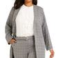 Calvin Klein Jaqueta Feminina Plus Size Windowpane Topper Cinza Tamanho 20W