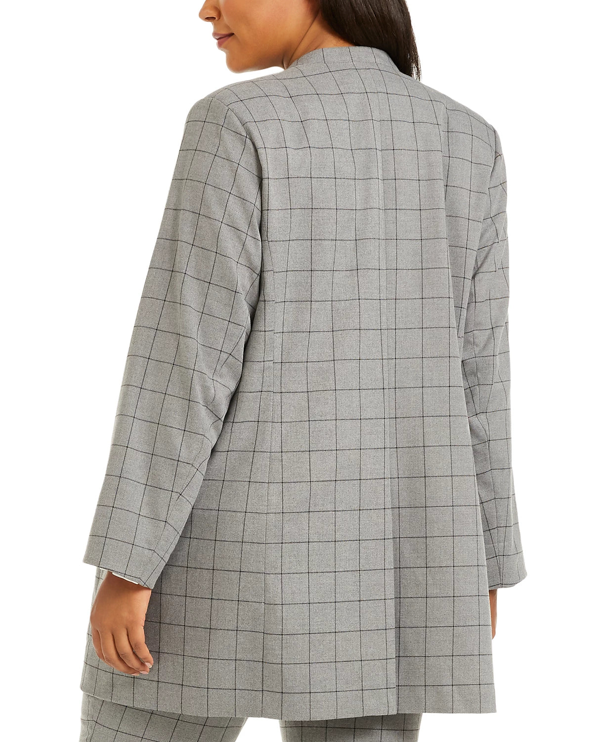 Calvin Klein Jaqueta Feminina Plus Size Windowpane Topper Cinza Tamanho 20W