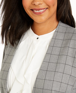 Calvin Klein Jaqueta Feminina Plus Size Windowpane Topper Cinza Tamanho 20W