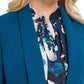 Blazer feminino DKNY com manga franzida aberta, azul, tamanho 4, pequeno