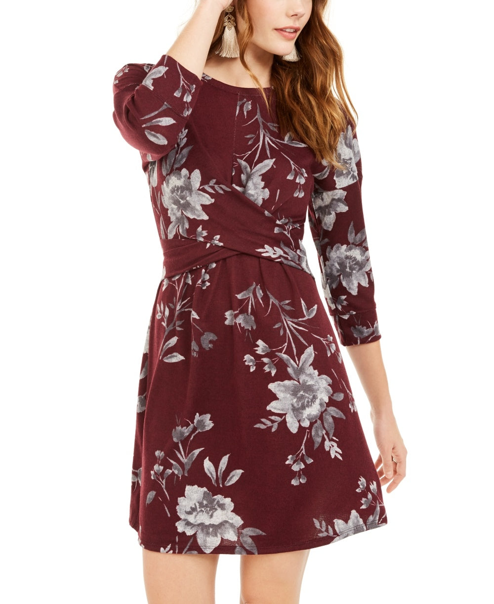 Vestido com estampa floral e frente torcida Be Bop Junior, roxo, tamanho pequeno