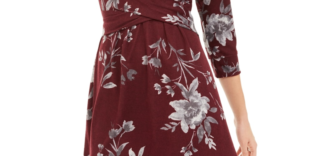 Vestido com estampa floral e frente torcida Be Bop Junior, roxo, tamanho pequeno