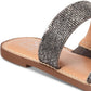 Material Girl Ginnie Open Toe Slide Flats Feminino Cinza Tamanho 6,5 M
