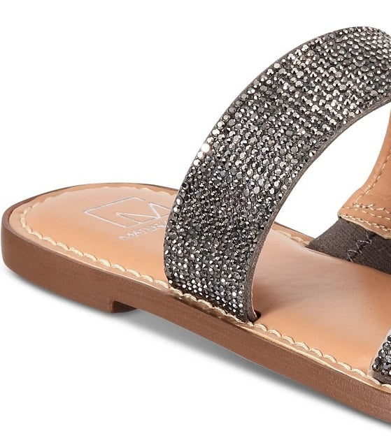 Material Girl Ginnie Open Toe Slide Flats Feminino Cinza Tamanho 6,5 M