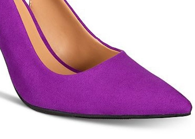 Sandálias femininas Material Girl Darcie 2 com bico fino para ocasiões especiais, roxas, tamanho 7 M