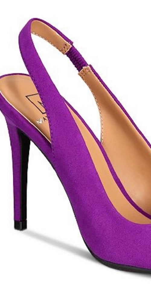 Sandálias femininas Material Girl Darcie 2 com bico fino para ocasiões especiais, roxas, tamanho 7 M