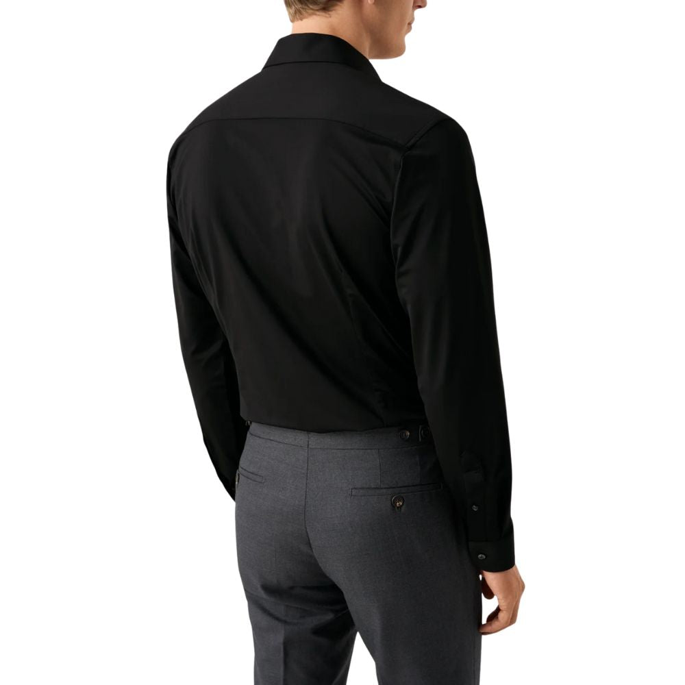 Camisa social Eton Slim Fit com elasticidade em quatro direções, preta, tamanho 14,5R