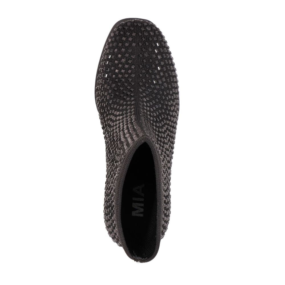 Mia Women's Piana Block-Heel Rhinestone Knit Booties - Black