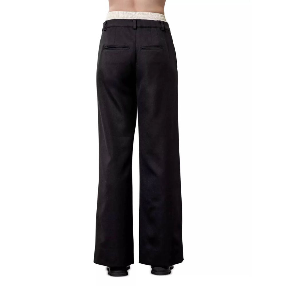 Calça Moon River com Cós em Camadas Preta